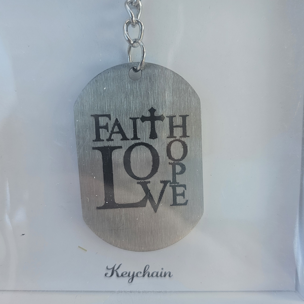 Silver Faith Hope Love Keychain
